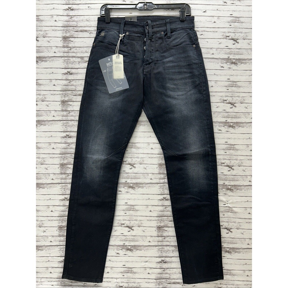 G-Star Raw D-Staq 5pk Jeans Tapered Men's 28x32 Black Faded Button Fly NEW